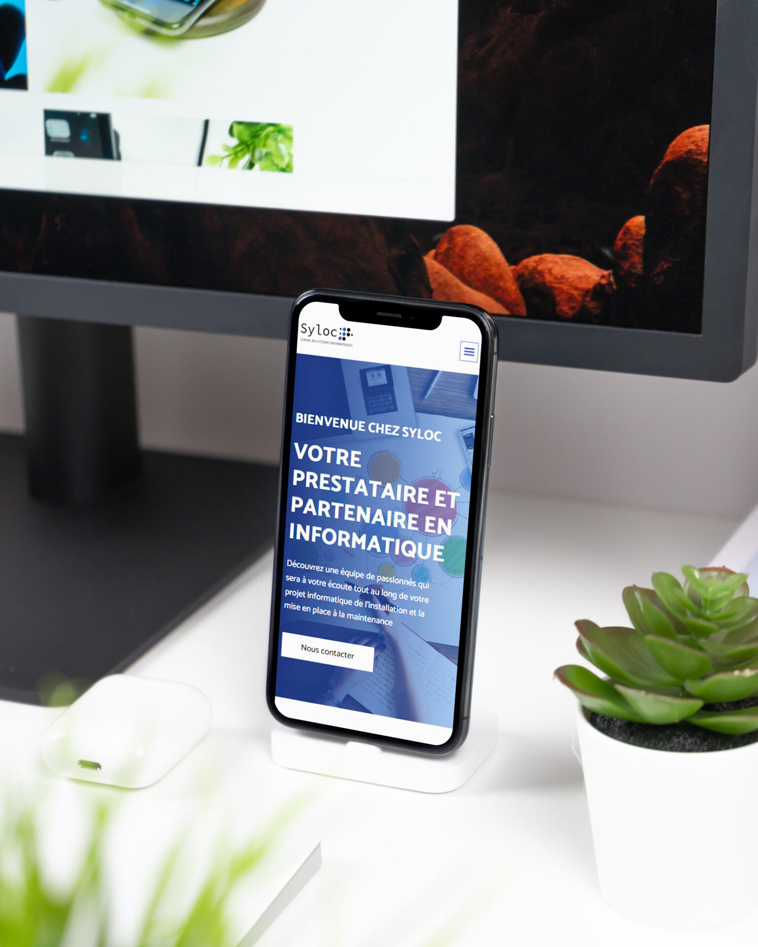 Mockup syloc, iPhone site internet, créé par agence alterego